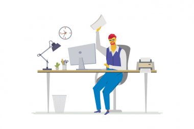 Ofis çalışanı - düz tasarım stili renkli resimde