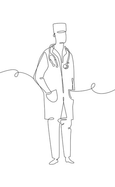 Docteur - une illustration de style de conception de ligne — Image vectorielle