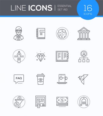 İş ve finans kavramları - çağdaş çizgi tasarım stili Icons set