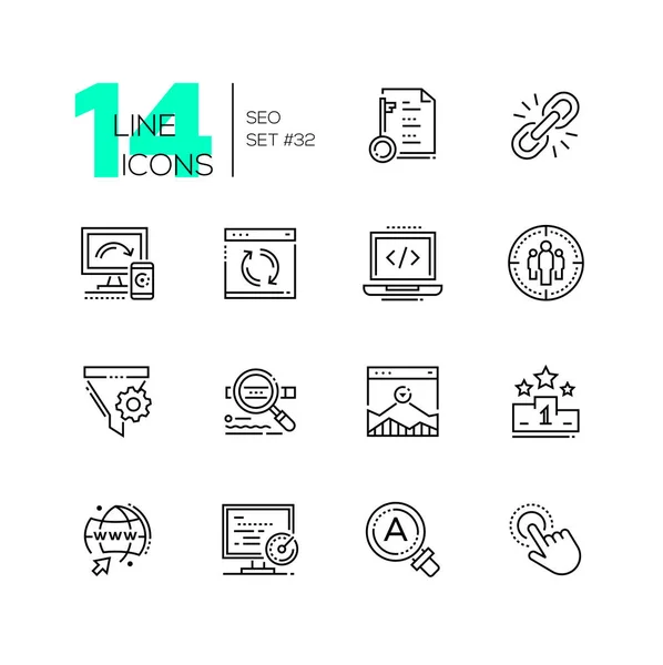SEO - conjunto de iconos de estilo de diseño de línea — Vector de stock