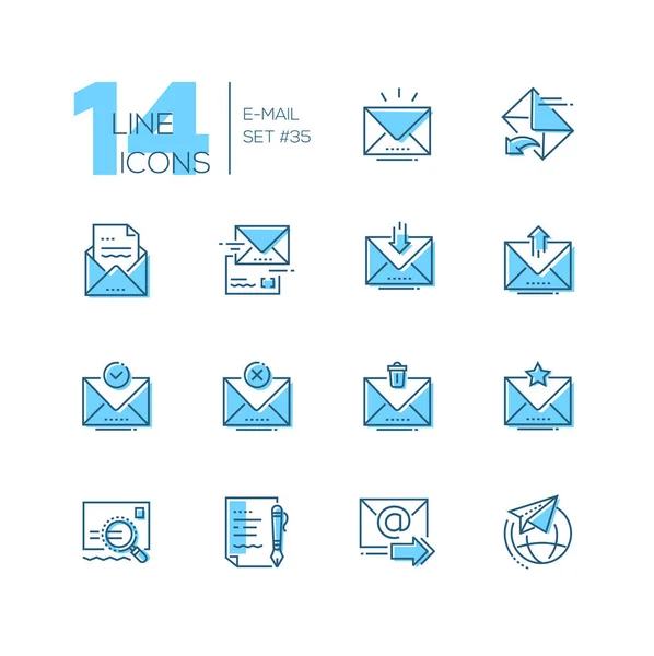 电子邮件-一组线条设计样式图标 — 图库矢量图片