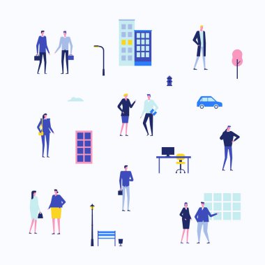 Büro hayatı - izole öğeleri düz tasarım Stil kümesi