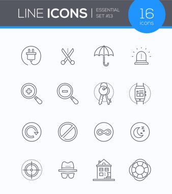 Güvenlik ve veri koruma - çağdaş çizgi tasarım stili Icons set