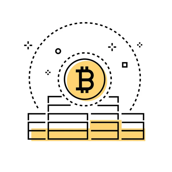 Bitcoin business - disegno linea colorata stile illustrazione concettuale — Vettoriale Stock