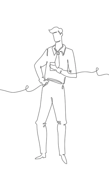 Homme d'affaires - une illustration de style de conception de ligne — Image vectorielle