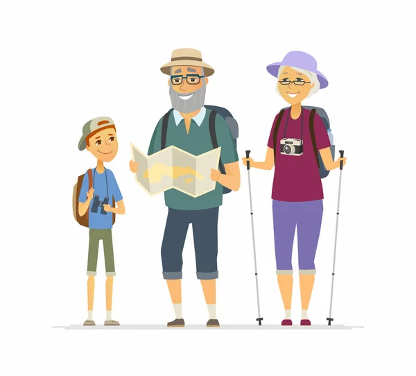 Senior tourists - cartoon people character isolated illustration — Stock Vector