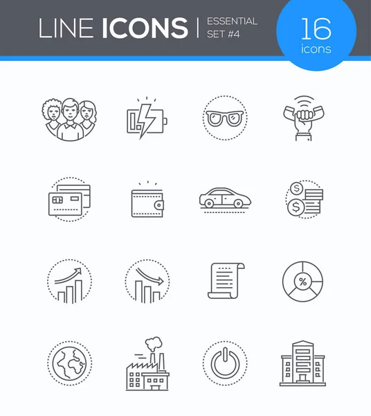 Conceptos de negocio - conjunto de iconos de diseño de línea moderna — Vector de stock