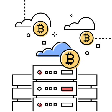 Bulut bilgisayar - renkli çizgi tasarım stili kavramsal çizimi