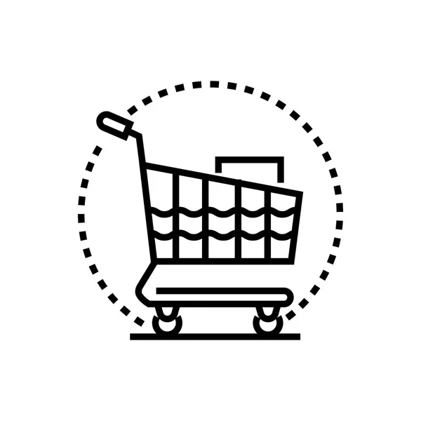 Carrinho de compras - design de linha único ícone isolado — Vetor de Stock