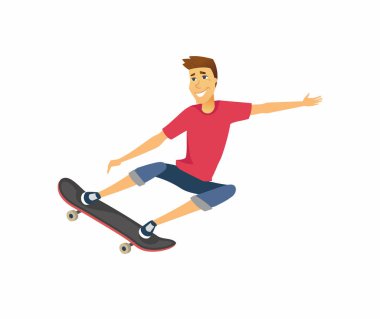 Çocuk kaykay - karikatür insanlar izole karakter çizimi üzerinde