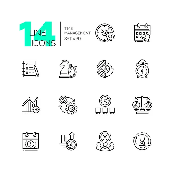 Time management - set of line design style icons — Stock Vector