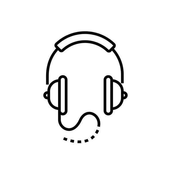 Auriculares - diseño de línea único icono aislado — Vector de stock