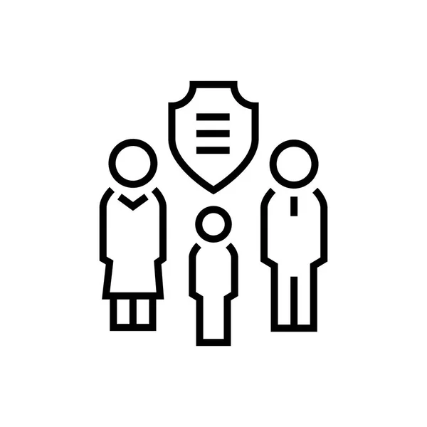Защита семьи - дизайн линии единая изолированная икона — стоковый вектор