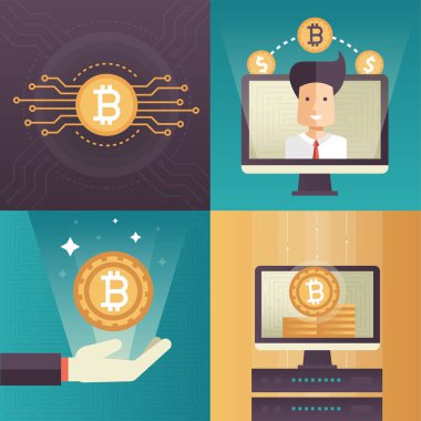 Cryptocurrency - renkli düz tasarım stili infographics unsurları ayarla