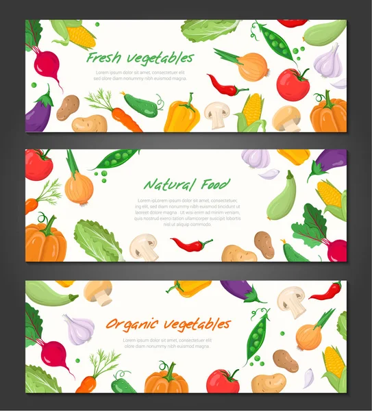 Doğal gıda - modern renkli vektör çizimleri ayarla — Stok Vektör