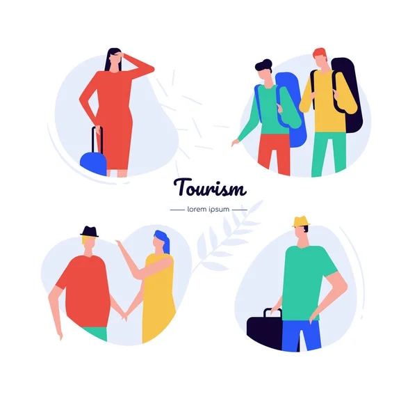 Turism-flat design stil vektor tecken set — Stock vektor