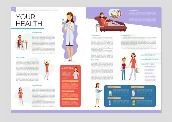 Vaše zdravotní brožura - barevná vektorová brožura — Stockový vektor