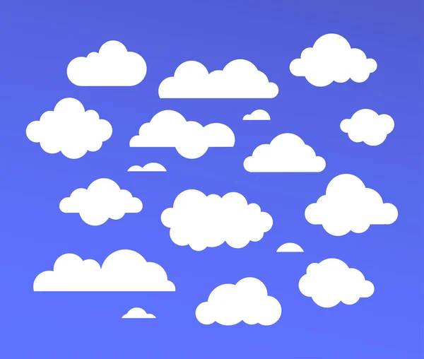 白い雲のコレクション-カラフルなベクトル要素のセット — ストックベクタ