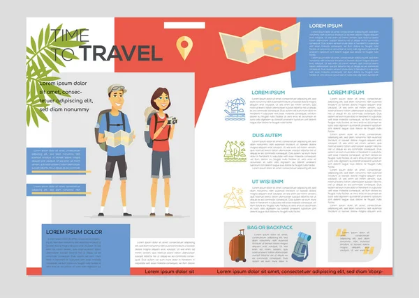 Tempo per viaggiare - modello di brochure vettoriale colorato — Vettoriale Stock
