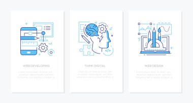 Think digital - vector line design style banners set