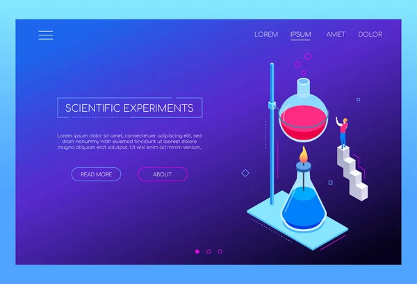 Scientific experiments - modern isometric vector web banner — 스톡 벡터