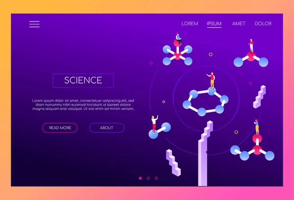 Science and research - modern isometric vector web banner — 스톡 벡터