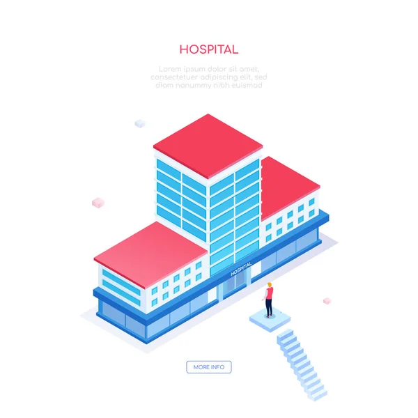 Hospital - banner de web vetorial isométrico colorido moderno — Vetor de Stock