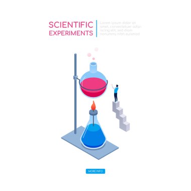 Scientific experiments - modern isometric vector web banner