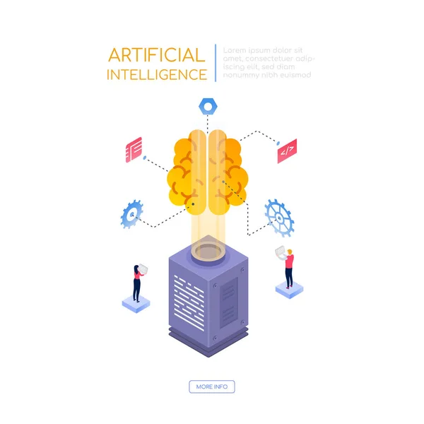 Kunstmatige intelligentie - moderne isometrische vector webbanner — Stockvector