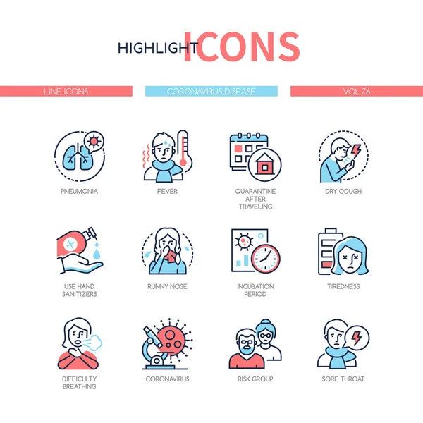 Coronavirus disease - colorful line design style icons — Stock Vector