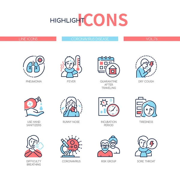 Enfermedad por Coronavirus - iconos coloridos del estilo de diseño de línea — Archivo Imágenes Vectoriales