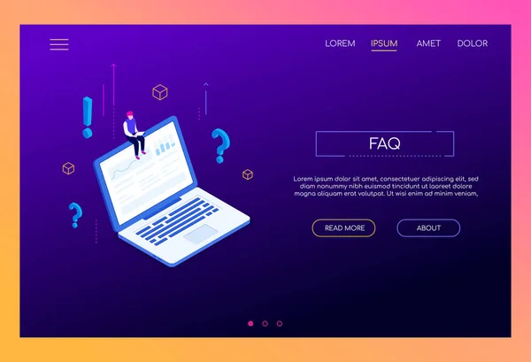 Preguntas frecuentes - moderno banner web vector isométrico — Archivo Imágenes Vectoriales