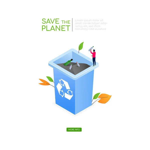 Σώστε τον πλανήτη - μοντέρνο πολύχρωμο ισομετρικό διάνυσμα web banner — Διανυσματικό Αρχείο