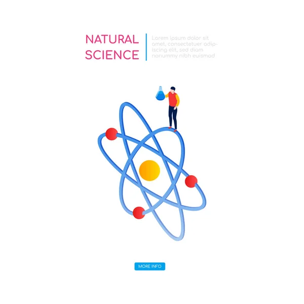 Conceptul științelor naturale - banner web vectorial izometric modern — Vector de stoc