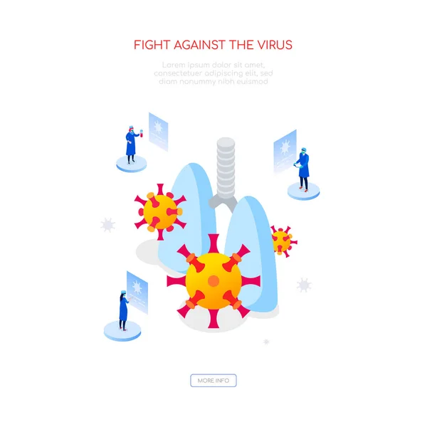 Lucha contra el virus Covid-19 - banner web isométrico colorido — Vector de stock