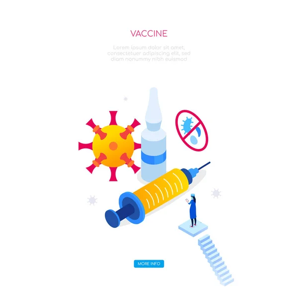 Vaccin contre le virus - bannière isométrique colorée moderne — Image vectorielle