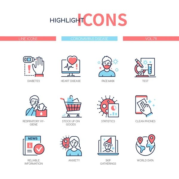 Coronavirus Disease - line design icons set — 스톡 벡터