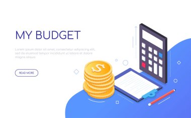 Bütçem - modern renkli izometrik web pankartı