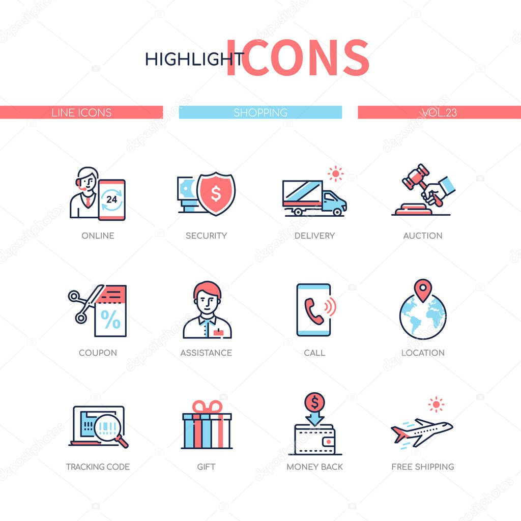 Shopping concept - line design style icons set