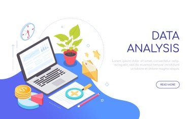 Veri analizi - modern renkli izometrik web pankartı