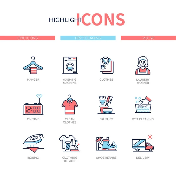 Chemische Reinigung - Linie Design Stil Icons Set — Stockvektor