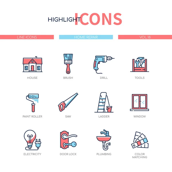 Reparación del hogar - conjunto de iconos de diseño de línea — Archivo Imágenes Vectoriales