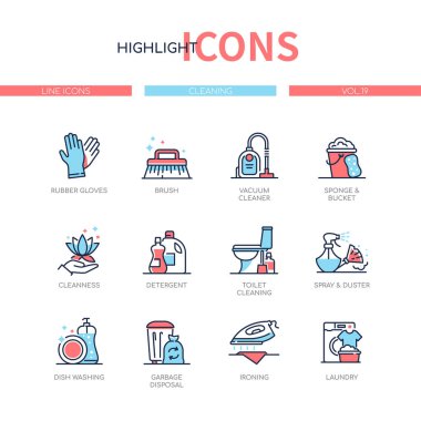 Cleaning services - line design style icons set clipart