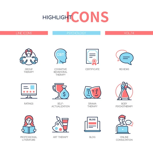 Psychology concept - line design style icons set — Stock Vector