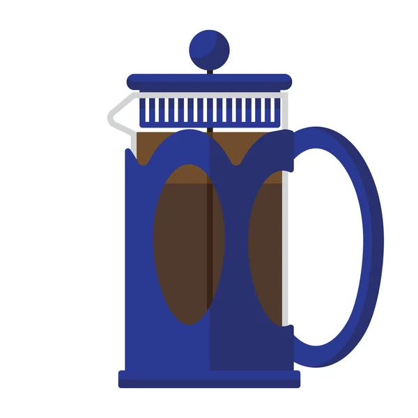 Blue coffee french press flat design icon vector — Stock Illustration Blue Coffee French Press Flat Design Icon Vector Stock Vector