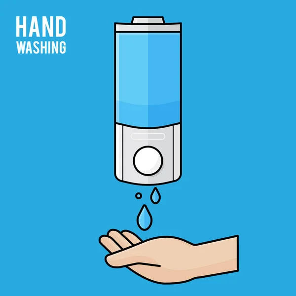 Handwas Handreiniger Handmassage Basis Van Alcohol Alcohol Inwrijven Zeepdispenser Aan — Stockvector
