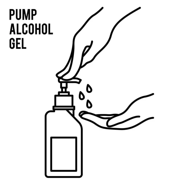 Pump Alcohol Gel Hand Sanitizer Alcohol Based Hand Rub Rubbing — Stock Vector