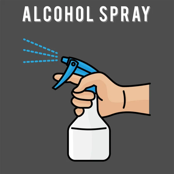 Spuiten Bacteriële Sanitizer Spray Hand Sanitizer Dispenser Infectie Controle Concept — Stockvector
