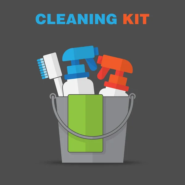 cleaning kit, Cleaning supplies still life. Cleaning equipment in flat design. illustration.