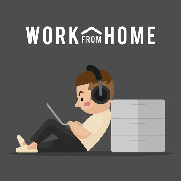 Trabajar Casa Trabajar Desde Casa Sentado Trabajar Oficina Casa Diseño — Vector de stock